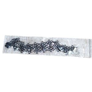 Women's Black Floral Flower Choker Necklace Fashion Jewelry Crochet Collar